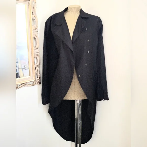 Matthildur Womens Black Pima Cotton Long Sleeve Button Down High Low Blouse Sz 2 - Picture 4 of 12